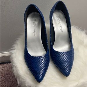Blue snake skin shoe